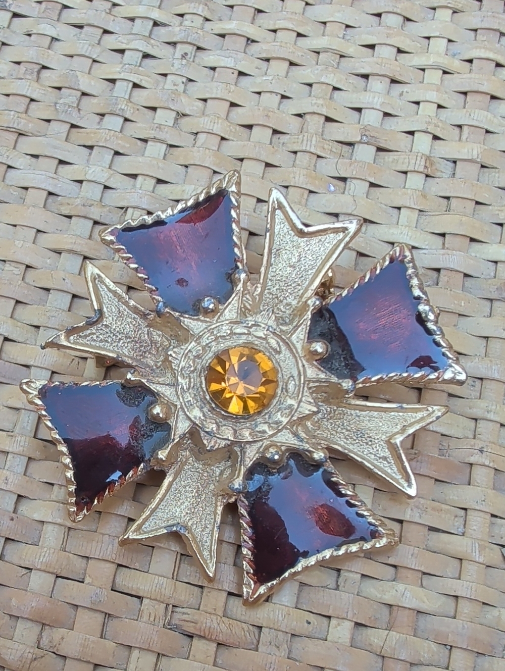 Maltese Cross costume brooch 60's-70's